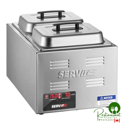 ServIt 12" x 20" Full Size Electric Countertop Food Warmer with 2 Pans and 2 Covers