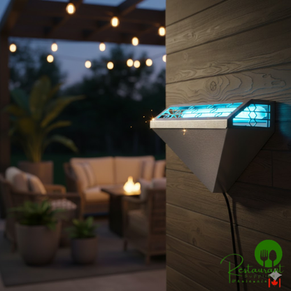 Curtron PEST PRO 150 Stainless Steel Insect Trap Wall Sconce with 10 Insect Trap Glue Boards, 1800 sq. ft. Coverage - 120V, 50W