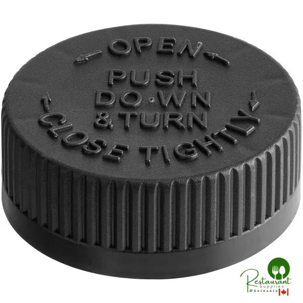 38/400 Black Child-Resistant Cap with Heat Induction Liner and Instruction Text - 1,500/Case