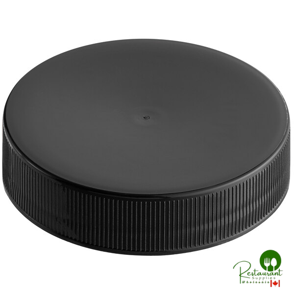 45/400 Black Ribbed Plastic Cap with Foam Liner - 2,500/Case