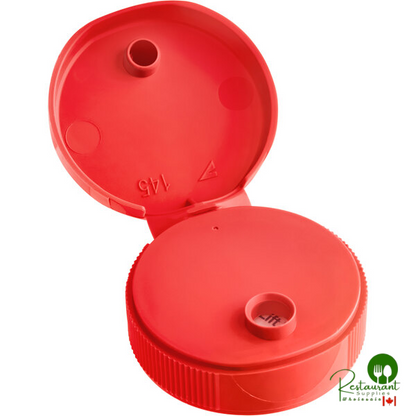 38/400 Red Plastic Flip Top Lid with Heat Induction Seal Liner - 1,700/Case