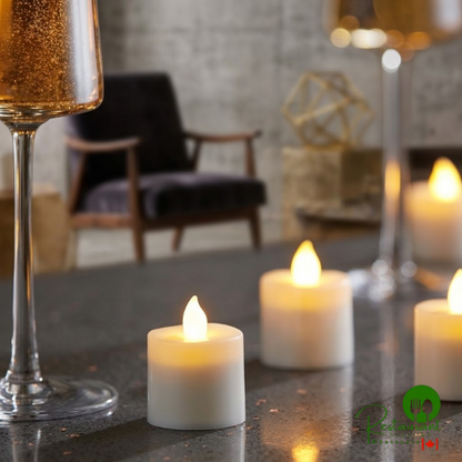 Sterno 60312 2.0 12 Piece Amber Rechargeable Flameless Tea Light Set with EasyStack Charging Base and Timer with Remote