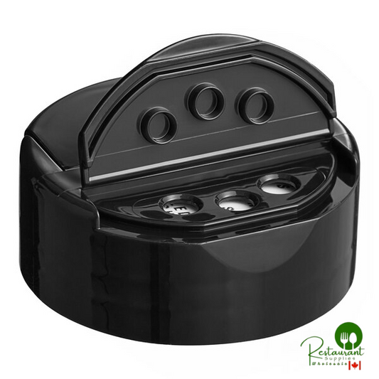 48/485 Black Dual Flapper Heat Induction-Lined Spice Lid with 3 Holes - 1,300/Case