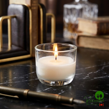 Sterno 40114 PetiteLites 8 Hour Clear Wax Filled Glass Candle - 48/Case