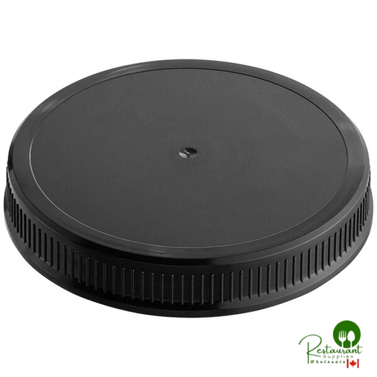 89/400 Black Ribbed Plastic Cap with Foam Liner - 624/Case