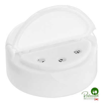 53/485 White Dual Flapper Induction-Lined Spice Lid with 3 Holes - 850/Case
