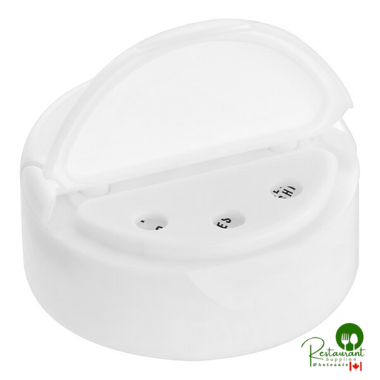 53/485 White Dual Flapper Induction-Lined Spice Lid with 3 Holes - 850/Case