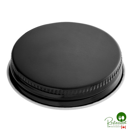 48/400 Black Metal Lid with Plastisol Liner - 2,400/Case