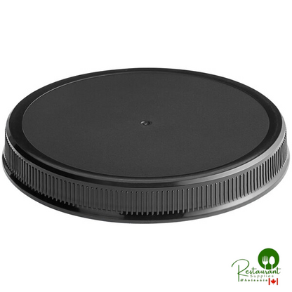 110/400 Black Ribbed Plastic Cap with Foam Liner - 736/Case