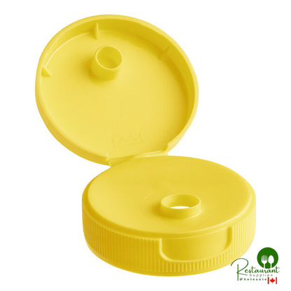 38/400 Yellow Plastic Flip Top Lid with Pressure-Sensitive Liner - 2,000/Case