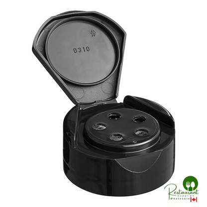 43/485 Black Flip and Sift Heat Induction-Lined Spice Lid with 5 Holes - 1,400/Case