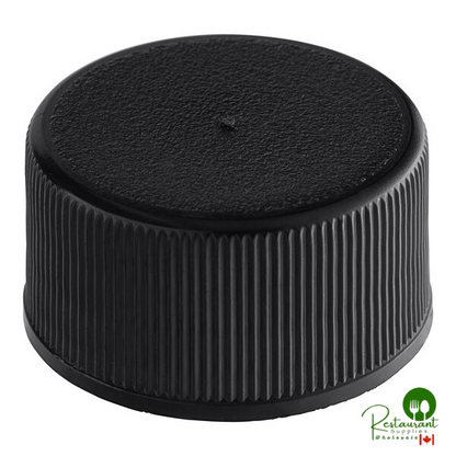 24/414 Black Ribbed Continuous Thread Flat Plastic Lid with F217 Liner - 5,500/Case