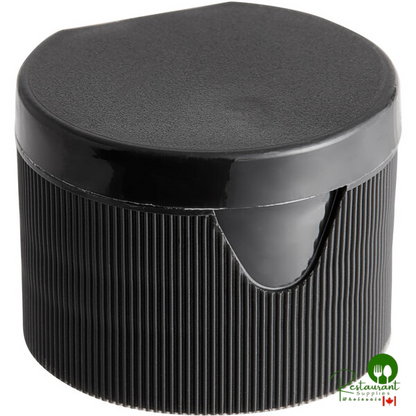 28/410 Black Unlined Flip Top Lid - 2,500/Case