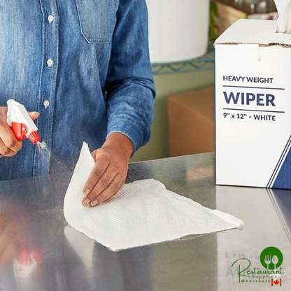 9" x 12" White Heavy Weight Industrial Wiper with Center Pull Pop-Up Box By Prime - 1,760/Case