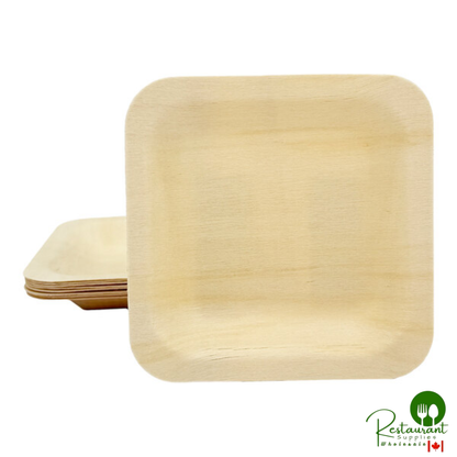 VerTerra 9" Square Alpine Birch Wood Plate - 300/Case