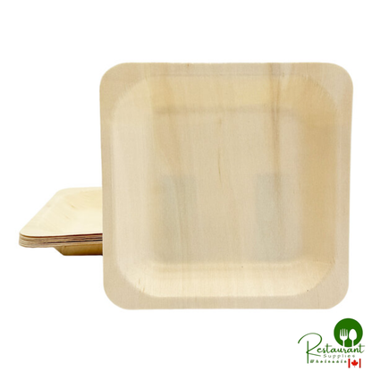 VerTerra 9" Square Alpine Birch Wood Plate - 300/Case