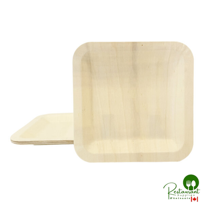 VerTerra 9" Square Alpine Birch Wood Plate - 300/Case