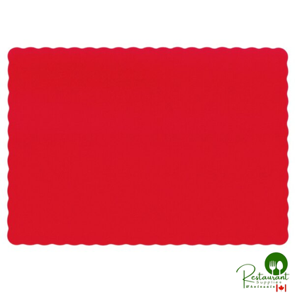 Hoffmaster 310558 10" x 14" Pink Colored Paper Placemat with Scalloped Edge - 1,000/Case