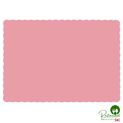 Hoffmaster 310558 10" x 14" Pink Colored Paper Placemat with Scalloped Edge - 1,000/Case
