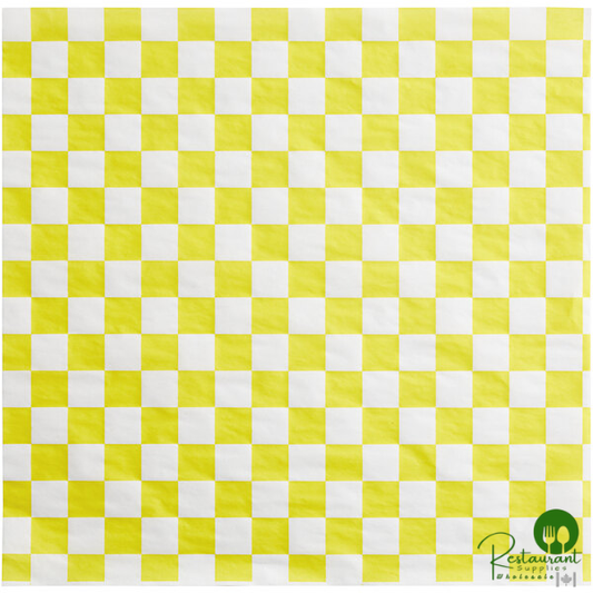 15" x 15" Yellow Check Deli Sandwich Wrap Paper By Prime - 4,000/Case