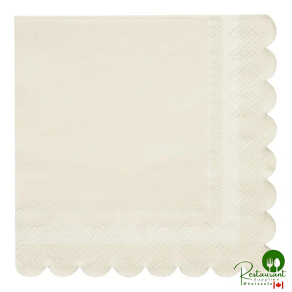 Sophistiplate Sage Scalloped Edge Paper Cocktail Napkin - 240/Case