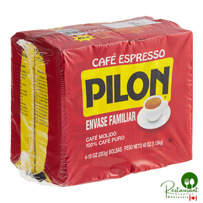 Pilon Espresso Ground Coffee Brick 10 oz. - 4/Pack