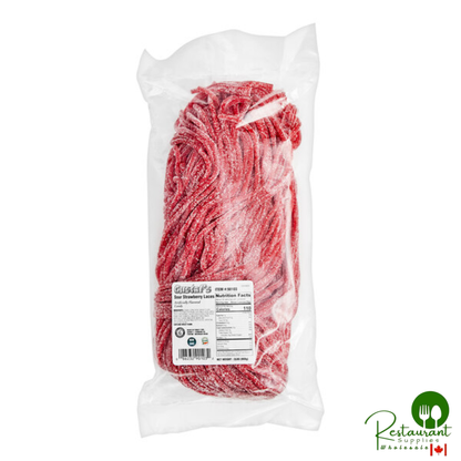 Gustaf's Sour Strawberry Licorice Laces 2 lb. - 10/Case