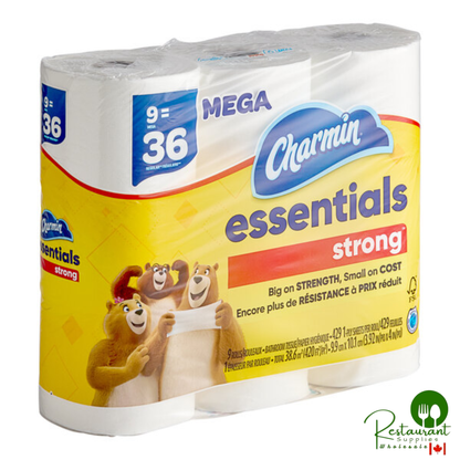 Charmin Essentials Strong 4" x 4" 2-Ply 429 Sheet Toilet Paper Mega Roll - 9/Pack