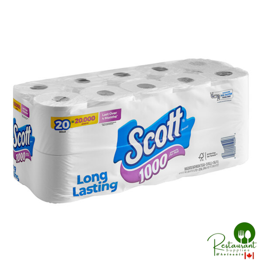 Scott® 1000 3 11/16" x 4 1/8" 1,000-Sheet 1-Ply Toilet Tissue Roll - 40/Case