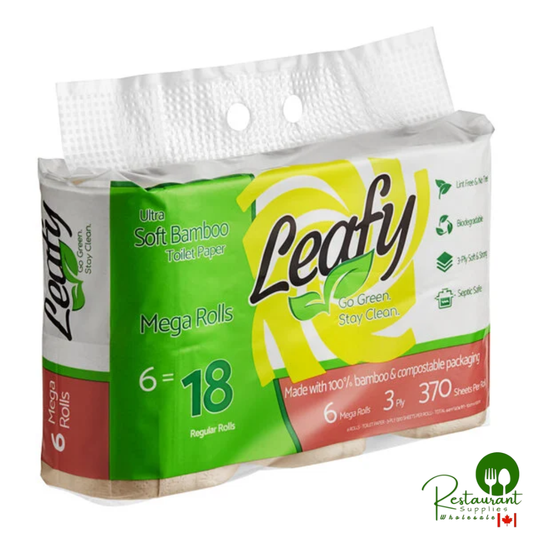 Leafy 4" x 4" 3-Ply 370 Sheet Bamboo Toilet Paper Roll - 24/Case