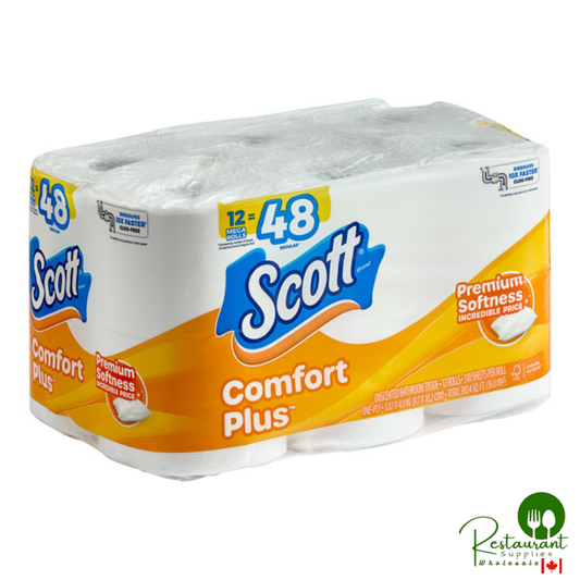 Scott® ComfortPlus 3 13/16" x 4" 310-Sheet 1-Ply Mega Toilet Tissue Roll - 48/Case