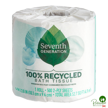 Seventh Generation 4" x 4" 2-Ply 500 Sheet Toilet Tissue Roll - 60/Case
