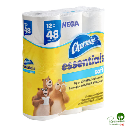 Charmin Essentials Soft 4" x 4" 2-Ply 330 Sheet Toilet Paper Mega Roll - 12/Pack