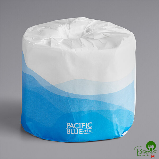 Pacific Blue Select 4" x 4" Individually-Wrapped 2-Ply 550 Sheet Embossed Toilet Tissue Roll - 80/Case