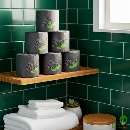 Leafy 4" x 4" Individually-Wrapped 2-Ply 500 Sheet Bamboo Toilet Paper Standard Roll - 80/Case