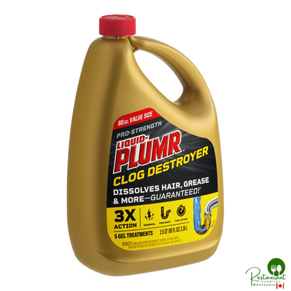 Liquid Plumr Pro-Strength Clog Destroyer CLO00228CT 80 oz. Liquid Gel Drain Cleaner - 6/Case