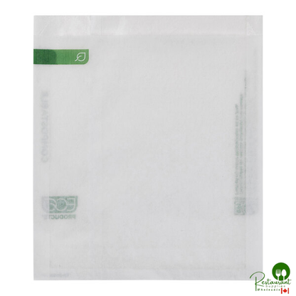 Eco-Products 6" x 6 1/2" White Compostable Dry Waxed Sandwich Bag - 2,000/Case