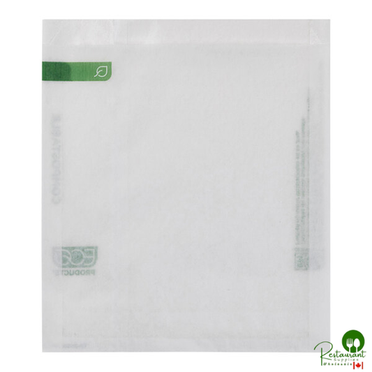 Eco-Products 6" x 6 1/2" White Compostable Dry Waxed Sandwich Bag - 2,000/Case