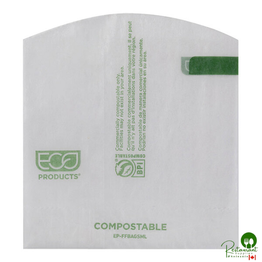 Eco-Products 4 1/2" x 4 1/2" White Compostable Dry Waxed French Fry Bag - 1,000/Case