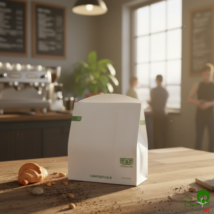 Eco-Products 4 1/2" x 4 1/2" White Compostable Dry Waxed French Fry Bag - 1,000/Case