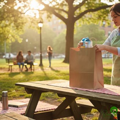 Duro 13" x 6" x 15 3/4" Traveler Natural Kraft Shopping Bag with Handles - 250/Bundle