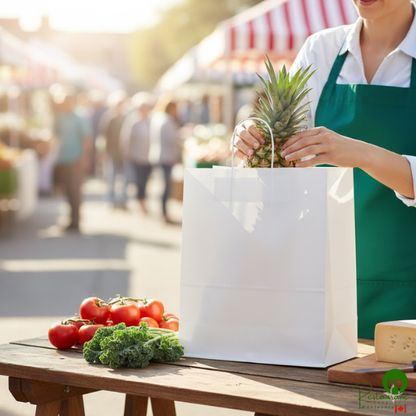 Duro Traveler 13" x 6" x 15 3/4" White Shopping Bag with Handles - 250/Bundle