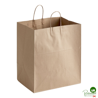 Duro 14" x 10" x 15 3/4" Super Royal Natural Kraft Paper Shopping Bag with Handles - 200/Bundle