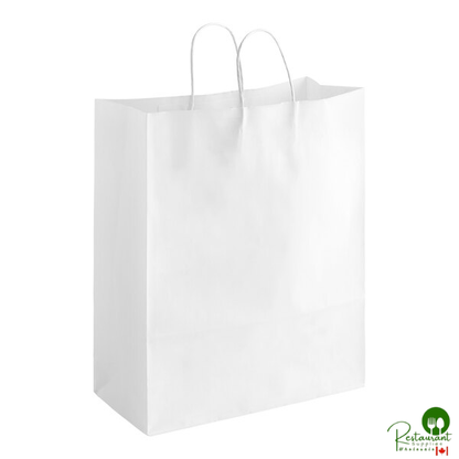 Duro 16" x 6" x 19 1/4" Towner White Paper Shopping Bag with Handles - 200/Bundle
