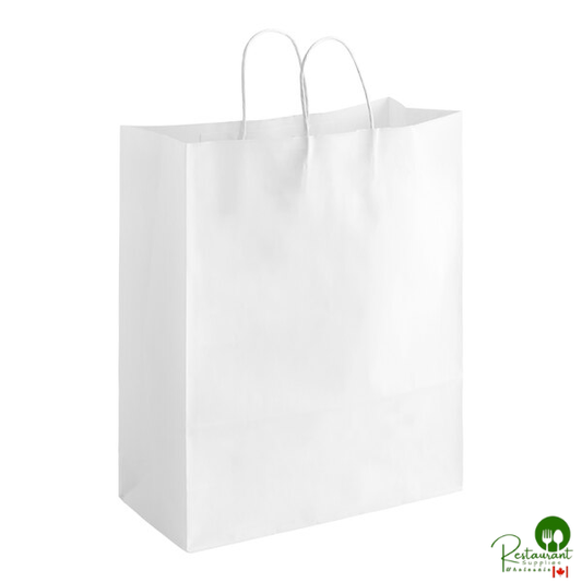 Duro 16" x 6" x 19 1/4" Towner White Paper Shopping Bag with Handles - 200/Bundle