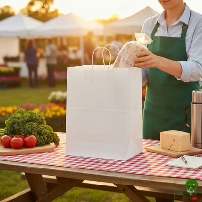 Duro 16" x 6" x 19 1/4" Towner White Paper Shopping Bag with Handles - 200/Bundle