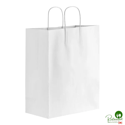 Duro Mart 13" x 7" x 17" White Paper Shopping Bag with Handles - 250/Case