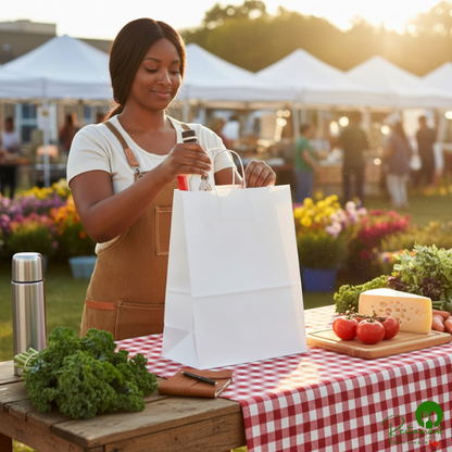 Duro Mart 13" x 7" x 17" White Paper Shopping Bag with Handles - 250/Case