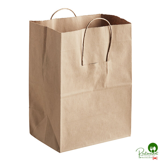 Duro Load & Fold 10" x 6 3/4" x 12" Brown Paper Shopping Bag with Handles - 250/Case