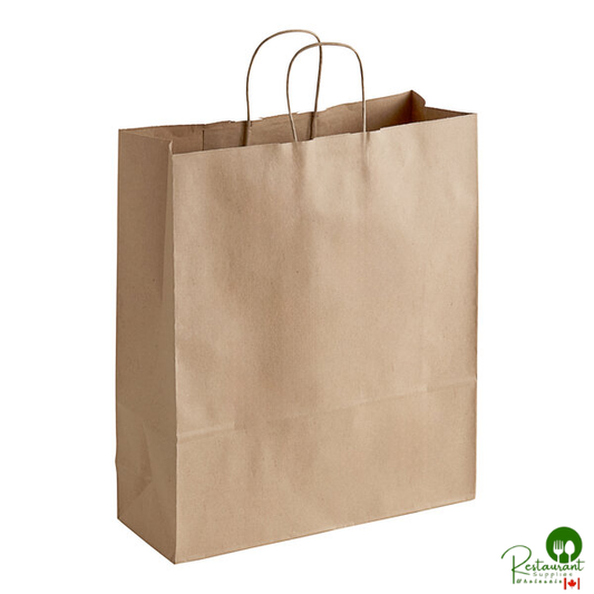 Duro 16" x 6" x 19" Towner Natural Kraft Paper Shopping Bag with Handles - 200/Bundle
